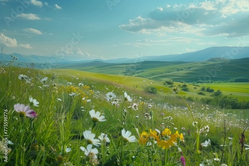 Vibrant Field of Wildflowers Under the Sun