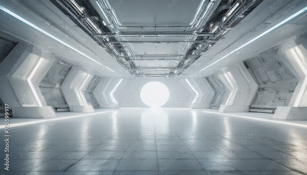 Futuristic Sci-Fi Studio: Illuminated White Big Hall Room Futuristic Sci-Fi Studio: Illuminated White Big Hall Room