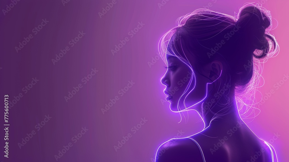 Minimalist Female Back Outline Sketch with Bright Light Generative AI