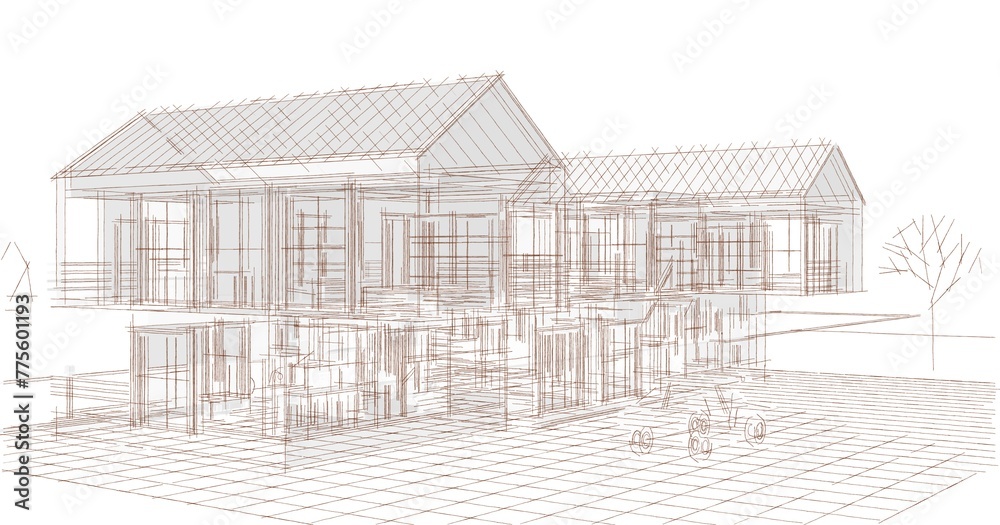 house residential architecture 3d illustration house residential architecture 3d illustration