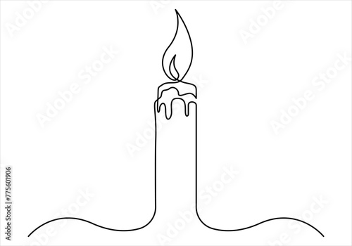 One line drawing of candle out line vector art illustration 