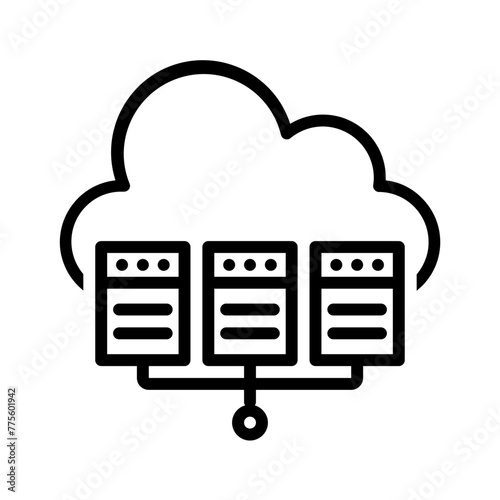 Vector black line icon for Virtualization
