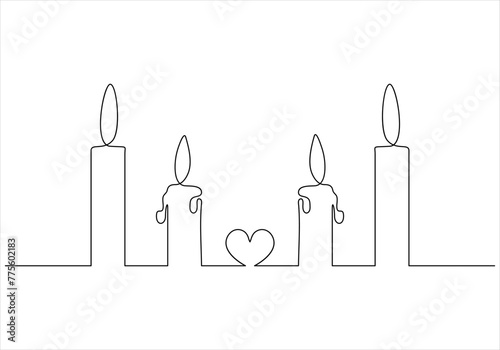 One line drawing of candle out line vector art illustration 