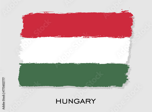 Hungary flag brush stroke design. National flag of Hungary.