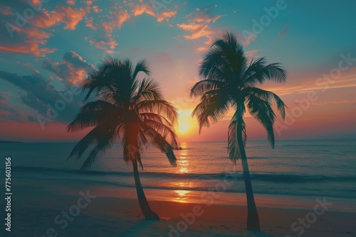 Two Palm Trees on a Beach © Cool Free Games