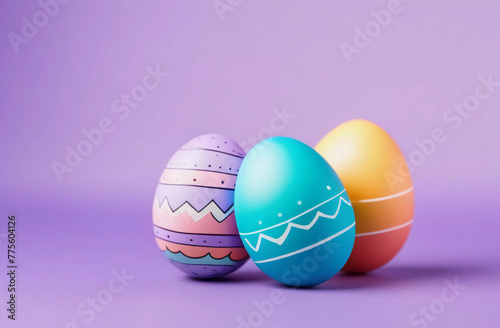 Easter eggs on a purple background. Generative AI