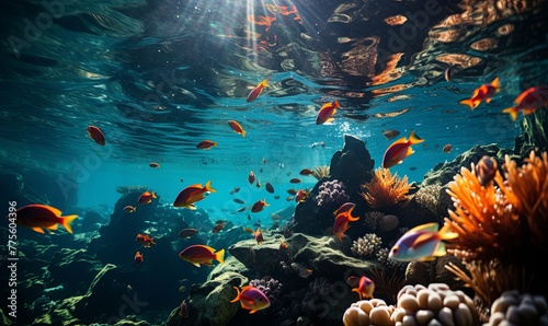 Abundance of Fish in Coral Reef © uhdenis