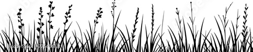 Black silhouette of grass border, seamless vector illustration © ﻿ Vector. Art