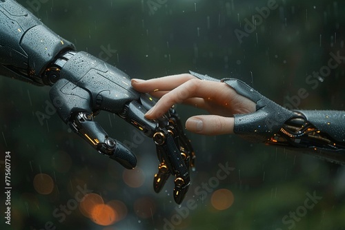 Robots hand reaching out to a human photo
