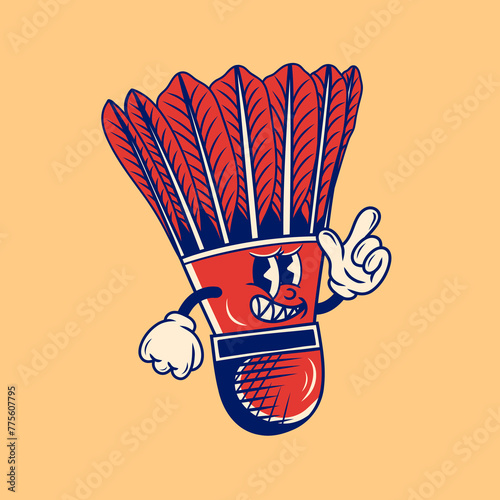 Retro character design of the shuttlecock