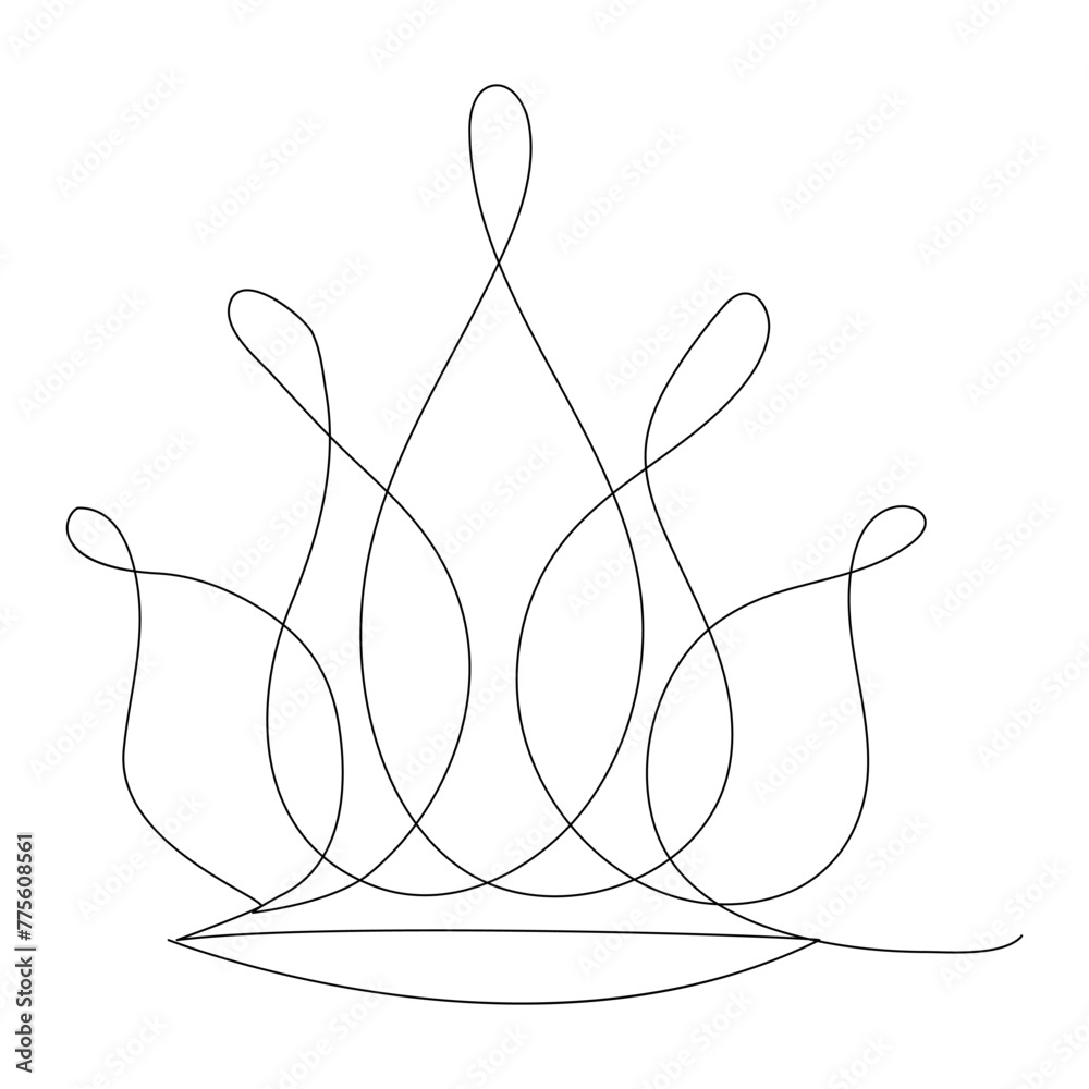 Continuous one line art drawing crown design and outline vector ...