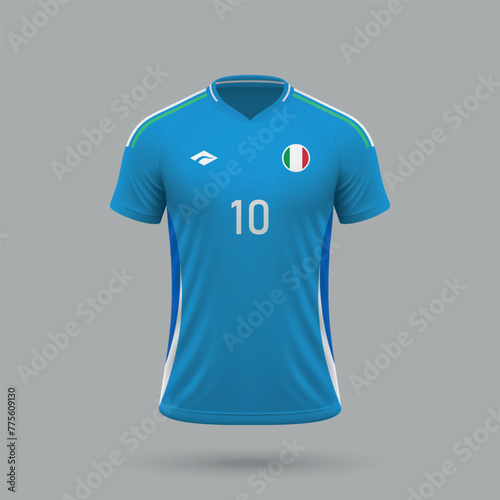 3d realistic soccer jersey Italy national team 2024
