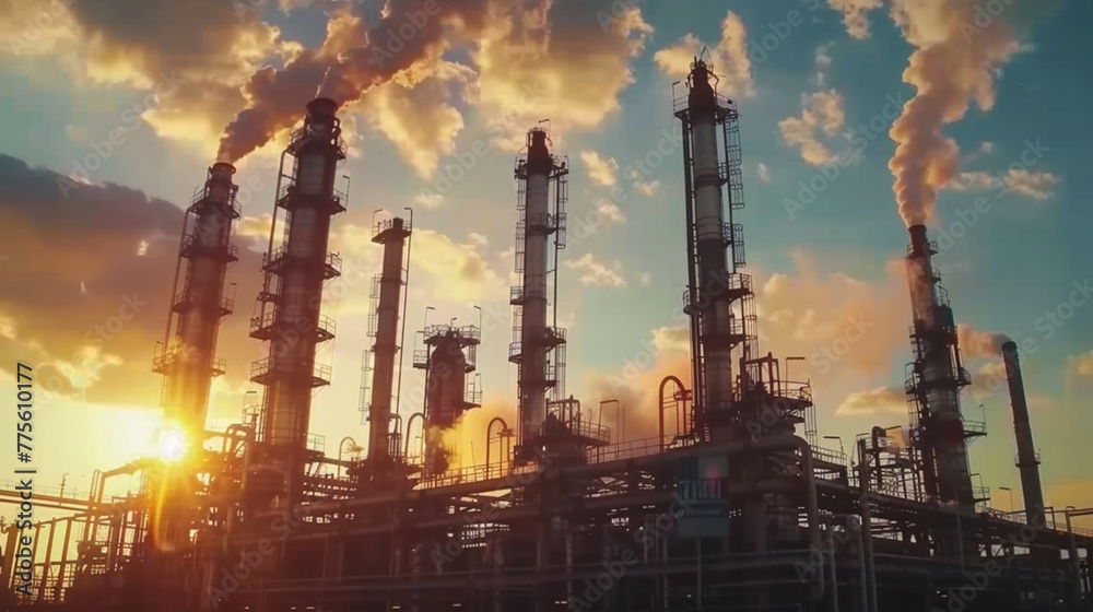 Oil and Gas Refinery Plant at Sunset Oil and Gas Refinery Plant at Sunset