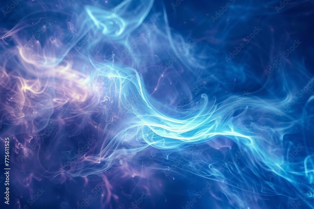 Blue and Pink Background With Swirl of Smoke