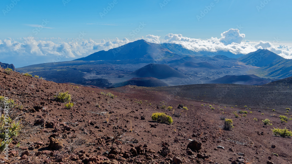 Spectacular view of a landscape of Haleakala crater from Pa Kaoao Trail (White Hill Trail), Haleakala National Park, island of Maui, Hawaii, USA