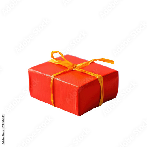 A red box with a yellow ribbon