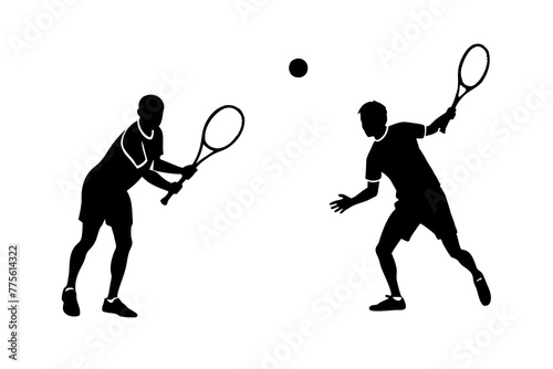 tennis player silhouette vector illustration © CreativeDesigns