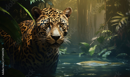Beautiful wild leopard in amazing jungle © Filip