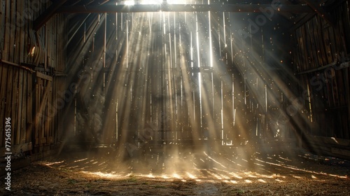 Dramatic Sunlight Filtering through a Wooden Barn