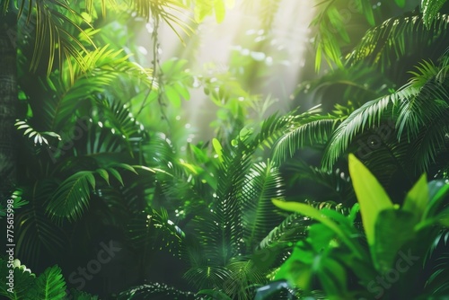 Dense Leaves Covering a Lush Green Forest