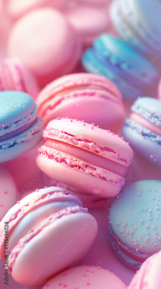 Colorful Macarons on Pink Colorful Macarons on Pink