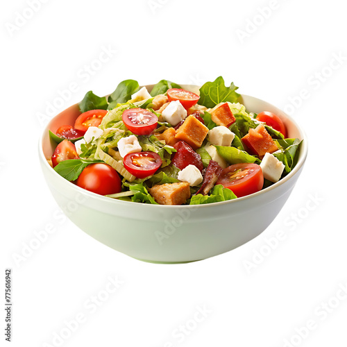 a bowl of salad with cucumber, tomato, and cucumber. photo