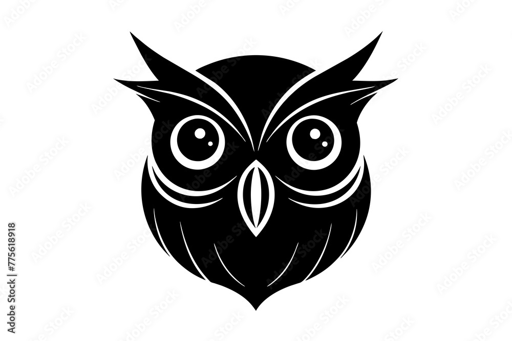 owl head silhouette vector illustration