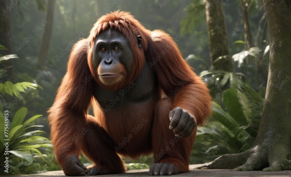 Fototapeta premium orang utan in a scene from the movie's series