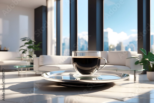 Wallpaper Mural A cup of black coffe in modern room Torontodigital.ca