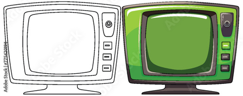 Two vintage TVs with colorful screens and antennas.