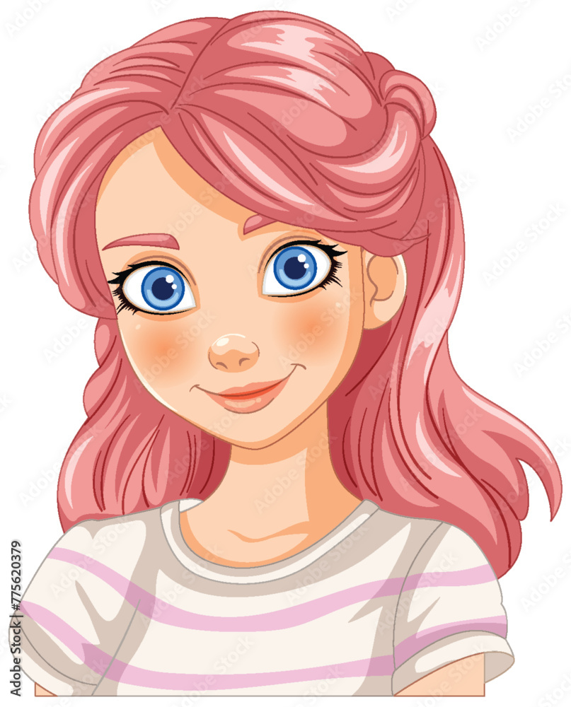 Vector illustration of a cheerful young girl