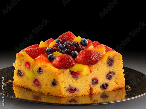 Fruit cake isolated on a black background © MdAl