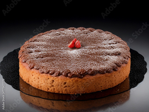 Freshly baked cake isolated on a black background  © MdAl