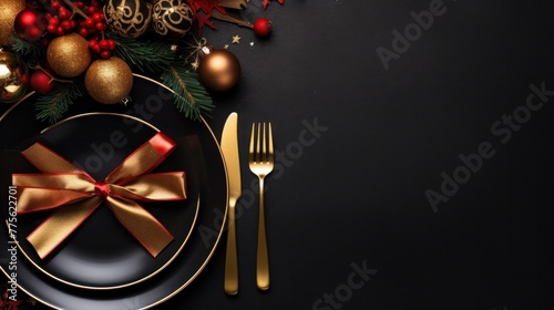 Christmas table with cutlery and decorations