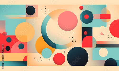 nirmana Abstract flat color handrawn doodle geometric shapes background photo