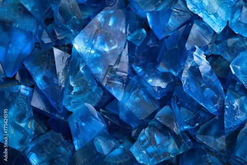 Stack of Blue Glass Blocks on Table