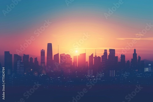 Sun Setting Over Large City © Cool Free Games
