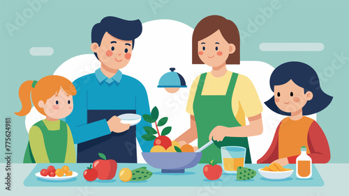 A family meal preparation showcasing the nurturing and supportive role of a stable family in promoting healthy eating habits and overall