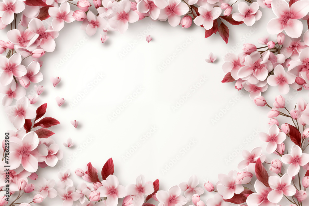 Flowers composition. Frame made of flowers on white background. Flat lay, top view, copy space Flowers composition. Frame made of flowers on white background. Flat lay, top view, copy space