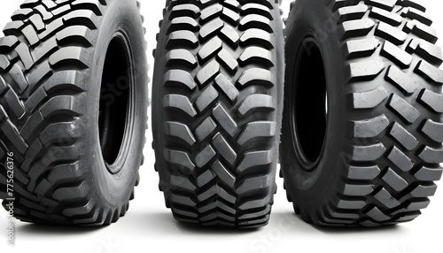 black traces of tractor tires on white background © Ai Creatives