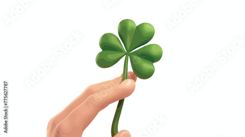 Icon hand holding clover leaf. Business arm with g