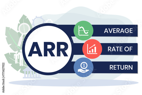 ARR, Average Rate of Return. Concept with keyword and icons. Flat vector illustration. Isolated on white.