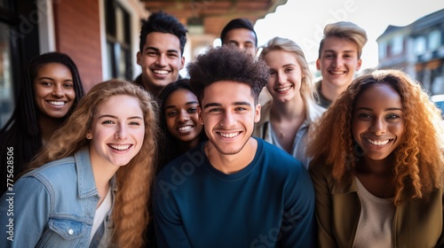 A multi ethnic group of young adults smiling  © MOUISITON