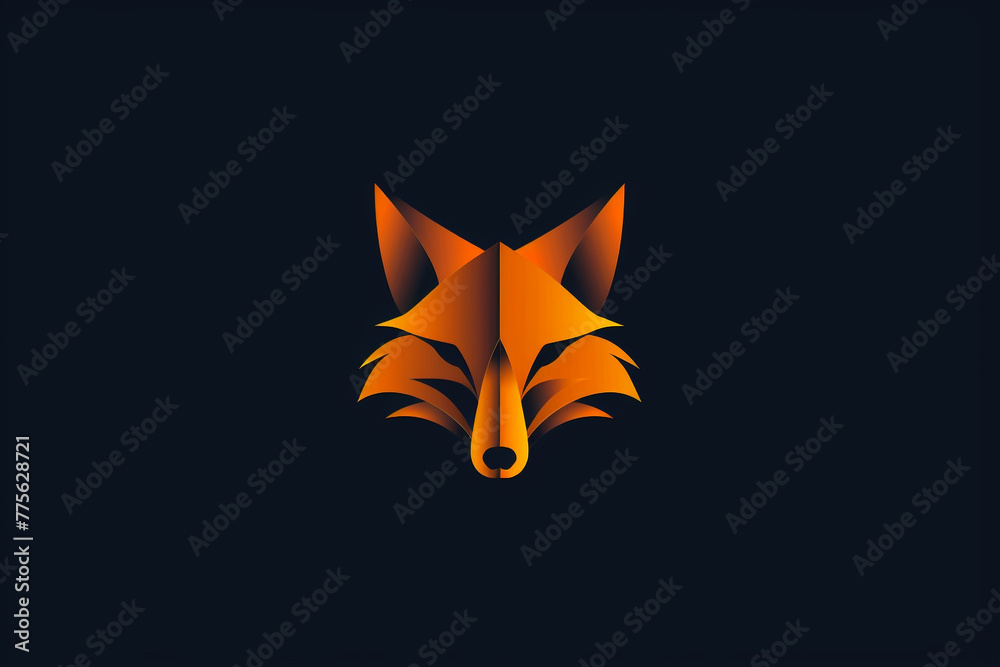 fox minimalist modern logo over black background. fox minimalist modern logo over black background.