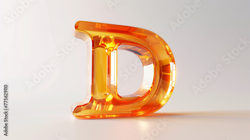 Orange alphabet D glass texture