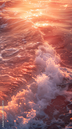 Glowing Red Lava Waves in the Ocean