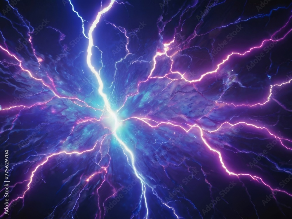 vibrant blue and pink lightning energy , creating a sense of dynamic movement and energy