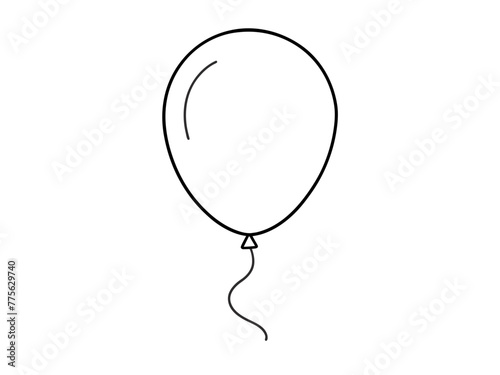 Birthday    balloon one single continuous one line out line vector art  drawing  and tattoo design,vector silhouette illustration
