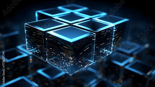 Interconnected Blockchain Blocks Representing Robust Digital Security