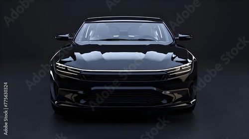 car isolated on dark background, Black Generic Universal Car On White Background. Perspective View, stylish car on dark background. 3d render Ai generated  © Hamid